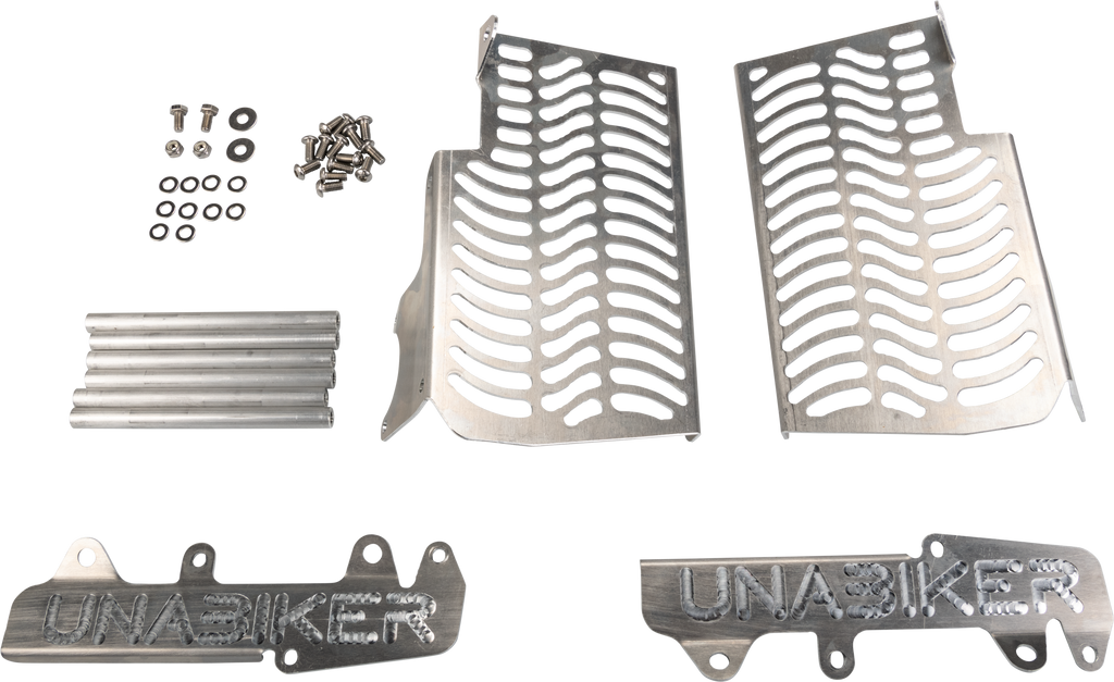 Unabiker Honda CRF250 radiator guard in natural finish, designed for protection and durability.