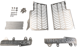 Unabiker Honda CRF250 radiator guard in natural finish, designed for protection and durability.
