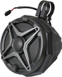 Pair of SSV Works WP Cage speaker pods, black, designed for off-road vehicle communication and audio enhancement.