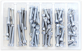 Set of 80 BOLT brand smooth socket head Allen bolts in various sizes, arranged in a plastic storage kit.