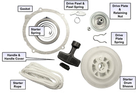 Ricks Motorsport Electric pull start rebuild kit for engine, includes components for repair and maintenance.
