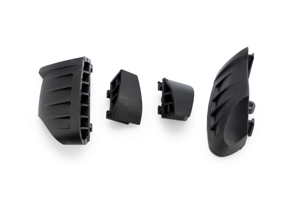 PUIG Rubber End Replacement Frame Slider Pro 2.0 for motorcycle, black, with durable rubber end cap and mounting hardware.