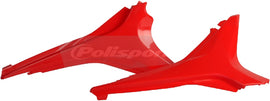 Polisport Plastics red upper side panels for body, model 64-06372, showing detailed view of the durable plastic panels.