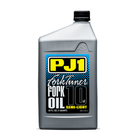 PJ1 Products Fork Tuner Oil 10W, 32oz bottle, used for motorcycle suspension fork maintenance and tuning.
