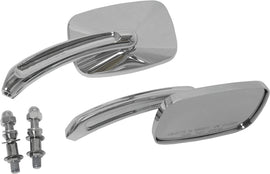 HardDrive Chrome Rectangle Side Mirrors, automotive mirrors with sleek chrome finish, designed for enhanced visibility.