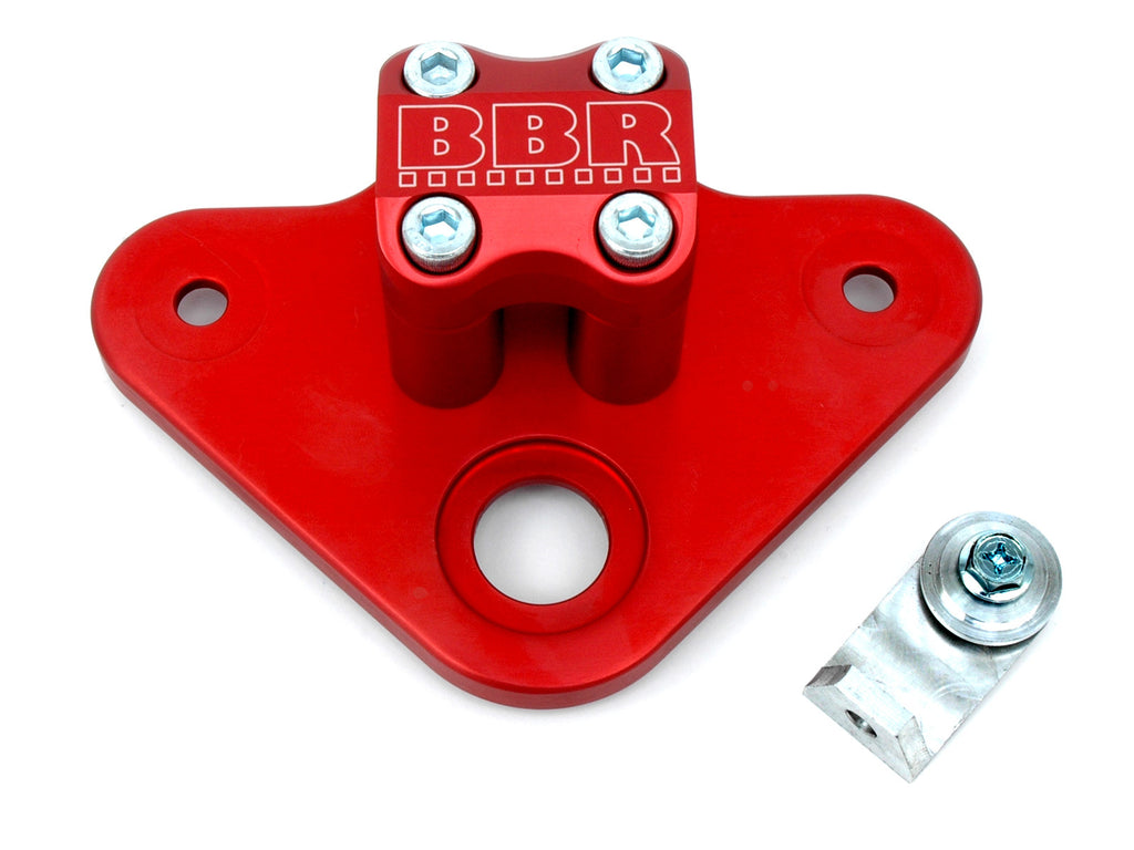 BBR triple clamp standard bar in red, designed for motorcycle handlebars, with a sturdy metal construction and polished finish.