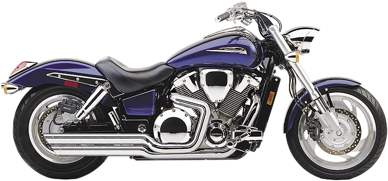 Cobra Speedster Slashdown exhaust for Honda VTX1800C F 2002-2008 motorcycle, shown in black with chrome accents.