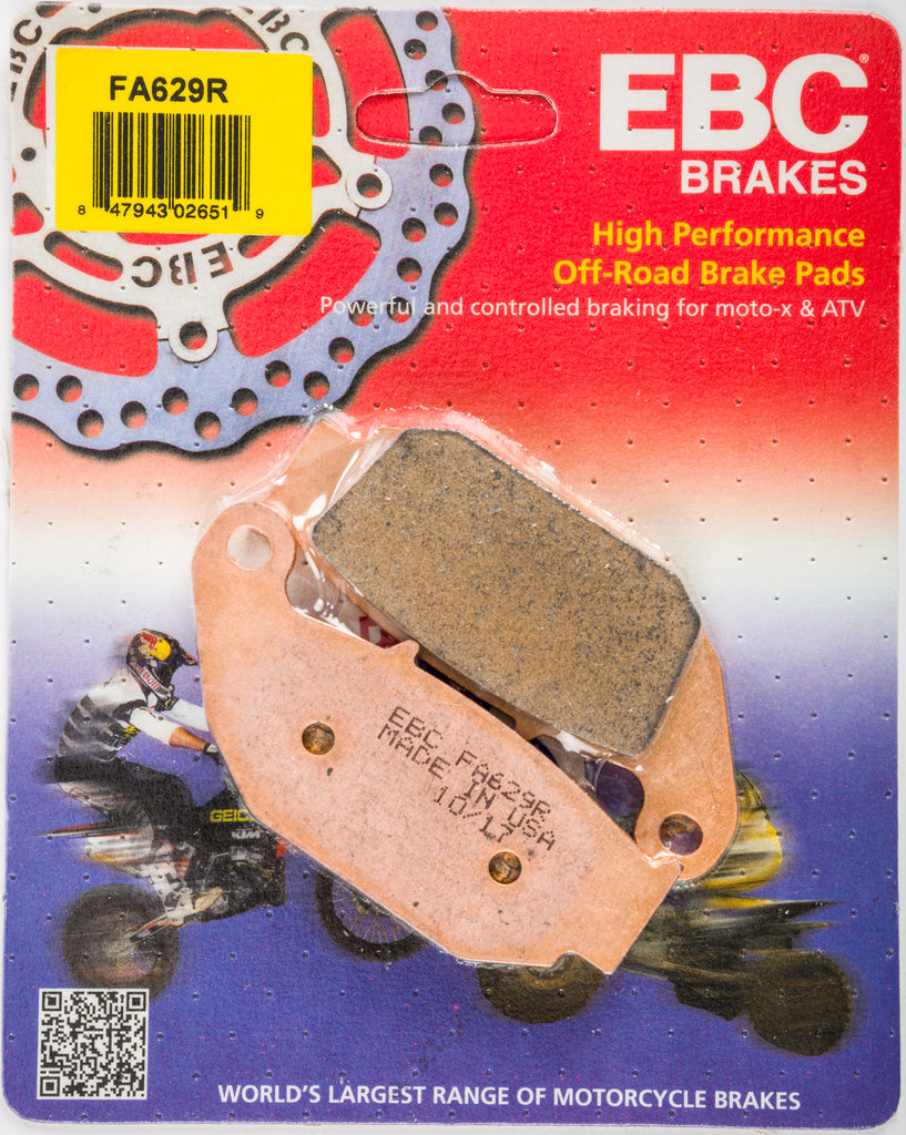 EBC Motorcycle Brakes Fa629r Sintered Brake Pads R Series showing the brake pad components and branding