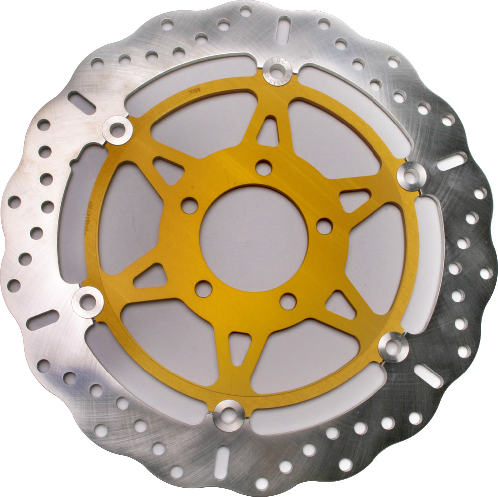 EBC Motorcycle Brakes Contour Brake Rotor 15-3058C showing the round, vented design with mounting holes for motorcycle braking system.