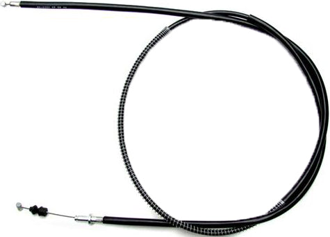 Motion Pro black vinyl rear hand brake cable for motorcycle, showing the flexible cable with fittings on each end.