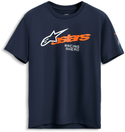 Alpine Star Entitled Ss Csf Tee navy color, casual short sleeve T-shirt with logo print, front view showing design details.