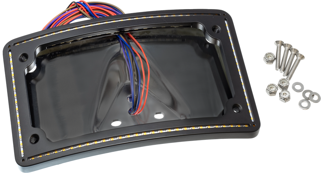 Letric Lighting Co Perfect Plate Light Curve Black XL for Chevy Silverado 2004-2013, close-up view of the black light lens and housing.