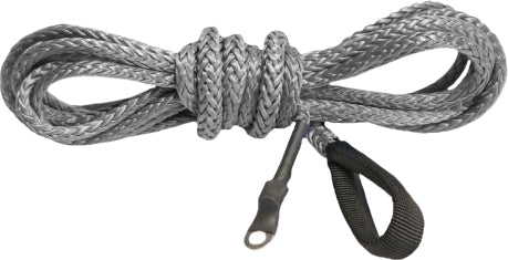 KFI Products 12-foot synthetic winch plow cable in smoke color, designed for heavy-duty winching and plowing applications.
