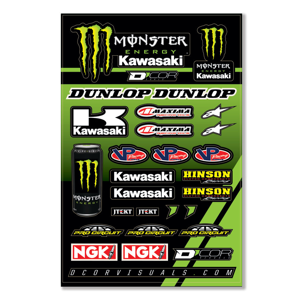 DCOR Monster Kaw racing decal sheet with large monster kaw graphic, vibrant colors, and detailed graphics for vehicle customization.