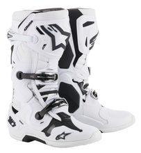 Load image into Gallery viewer, Alpine Star Tech 10 motocross boots in white, size 12, featuring durable construction and secure fastening.
