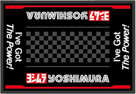 Yoshimura Maintenance Mat 960-MAITMAT spread on a workbench, showing a durable, anti-slip surface for motorcycle maintenance.