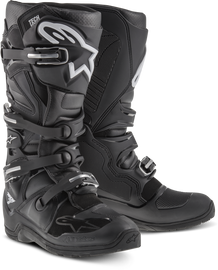 Alpine Star Tech 7 Enduro Boots in black, size 6, showing sturdy construction and secure closure for off-road riding.