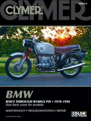 Clymer BMW R-Series repair manual showing detailed diagrams and instructions for engine and maintenance tools.