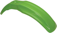 Load image into Gallery viewer, Acerbis green front fender for motorcycle, showcasing curved plastic design with mounting points, in a vibrant green color.