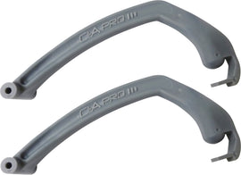 Grey C&A Pro Ski Loops with adjustable size from 150 to 206 centimeters, shown laid out on a flat surface.