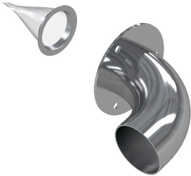 MBRP Exhaust bolt-on 2-inch chrome tip assembly showing shiny chrome finish and exhaust pipe connection for vehicle upgrade