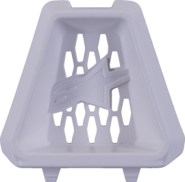 Alpine Star Sm3 Youth chin vent in white, designed for motorcycle helmets, with visible vent openings and secure fastenings.