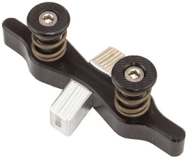 Tamer Double Button Holeshot Device suspension component in black with silver buttons, designed for motorcycle performance.
