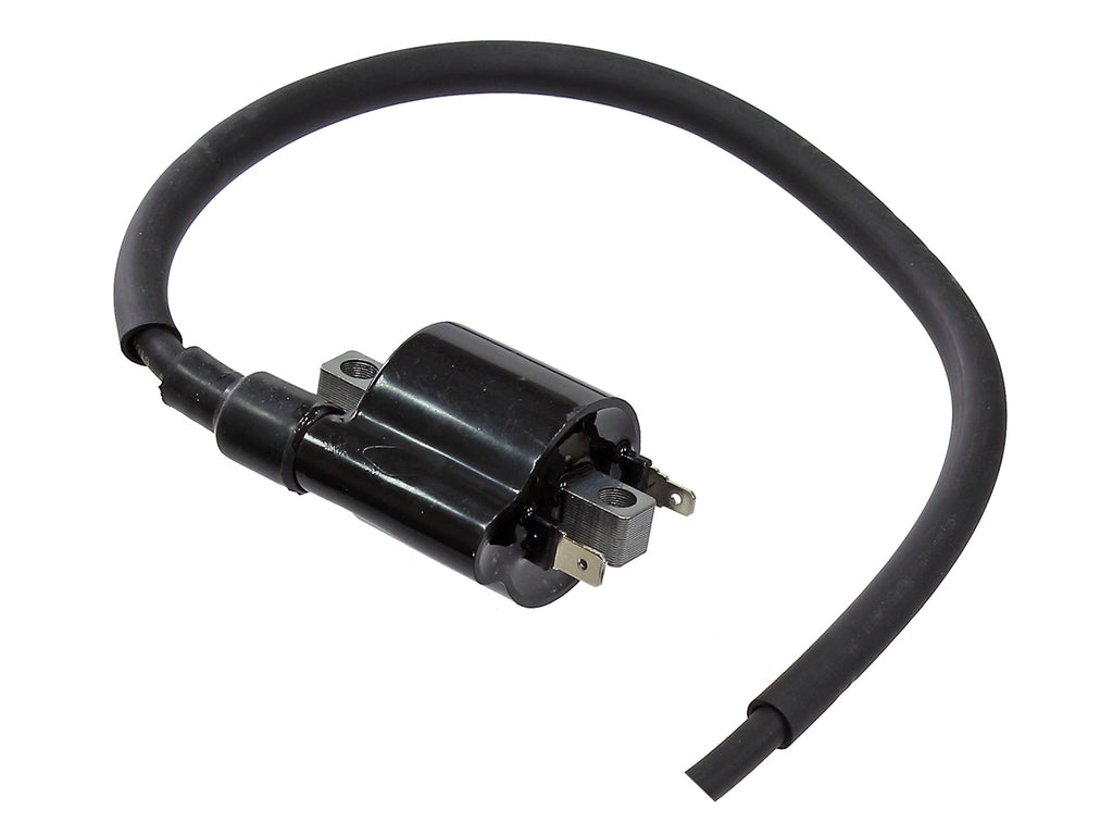 Bronco ATV ignition coil 183-2041, electrical component showing the coil with wiring and connectors for ATV engine ignition system.
