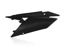 Black Acerbis side panels for motorcycle, model 26865-00001, with a sleek design and durable construction.