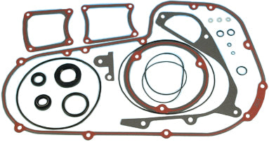 James Gasket primary cover gasket for Harley Davidson Evo FXR, black rubber seal with metal edges, designed for engine protection