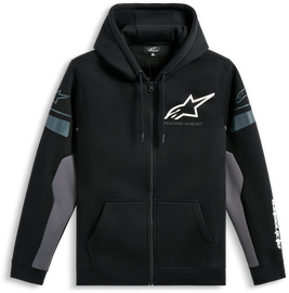 Alpine Star Esemex hoodie in black and charcoal, featuring a casual fit with the brand logo on the front.