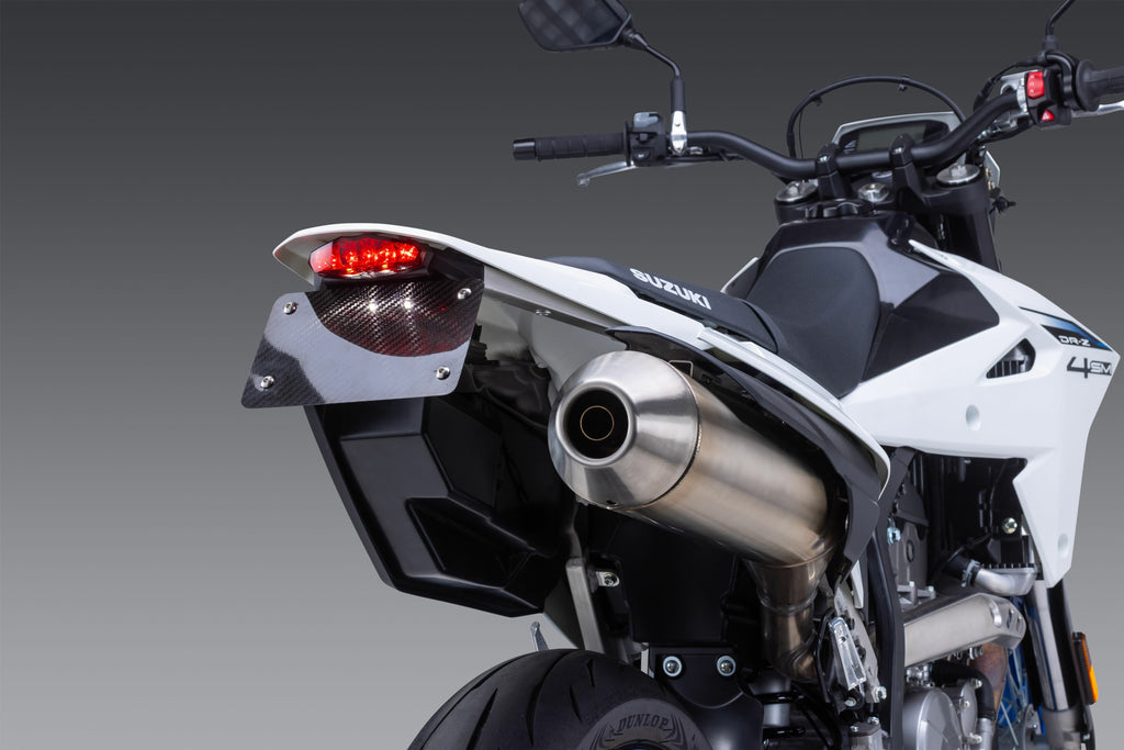 Yoshimura Fender Eliminator V2 Kit for Suzuki motorcycles, showing the sleek black body and mounting hardware.