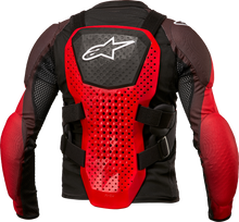 Load image into Gallery viewer, Alpine Star Bionic Tech youth protection jacket in black, white, and red, with padded armor and adjustable straps.
