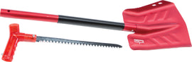 SP1 aluminum shovel with saw blade, durable outdoor tool for digging and cutting, featuring a lightweight design and ergonomic handle.