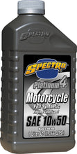 Load image into Gallery viewer, Spectro Platinum M/C full synthetic 10W50 motorcycle oil in a 1-liter container, featuring the Spectro brand label.