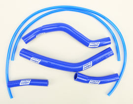 Blue Moto Hose silicone engine hose kit with several flexible hoses and clamps for automotive engine cooling and performance.
