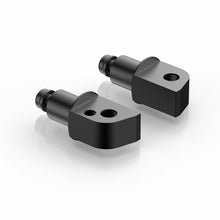 Load image into Gallery viewer, RIZOMA black passenger footpeg mount kit with metal brackets and mounting hardware, designed for motorcycle accessories.