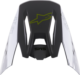 Alpine Star S-M5 Bond helmet visor in silver and yellow fluo, glossy finish, reflecting light and showing the tinted surface.
