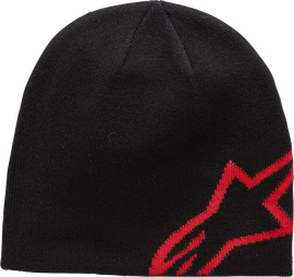 Alpine Star Corp Shift Beanie in black and red, featuring the brand logo, made from warm knit material for cold weather wear.