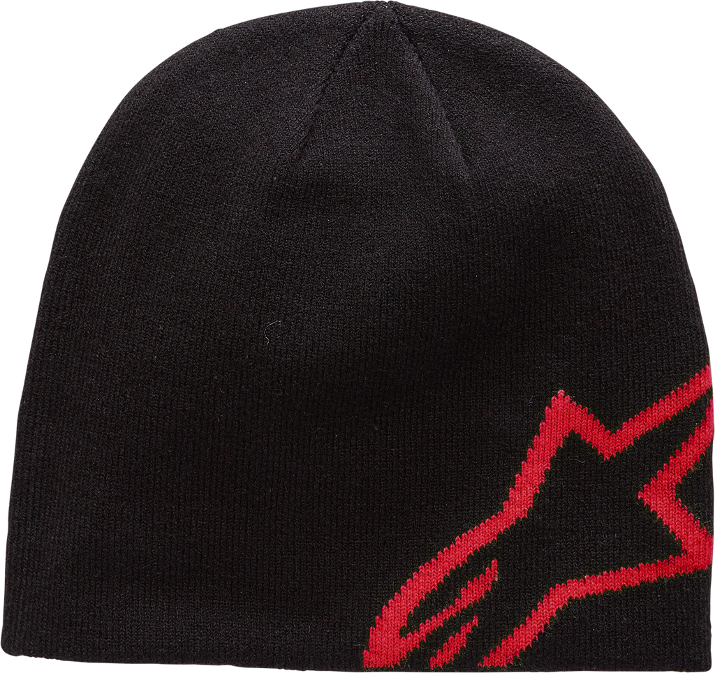 Alpine Star Corp Shift Beanie in black and red, featuring a snug knit design and logo embroidery for casual style.