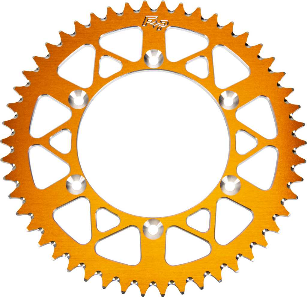 Aluminum 49-tooth Fire Power rear sprocket for Husqvarna and KTM motorcycles, compatible with 428 chain.
