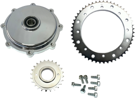 HardDrive Chrome Cush Drive Chain Conversion Kit for Harley FLH and FLT models 2009-2016, includes sprockets and chain components.