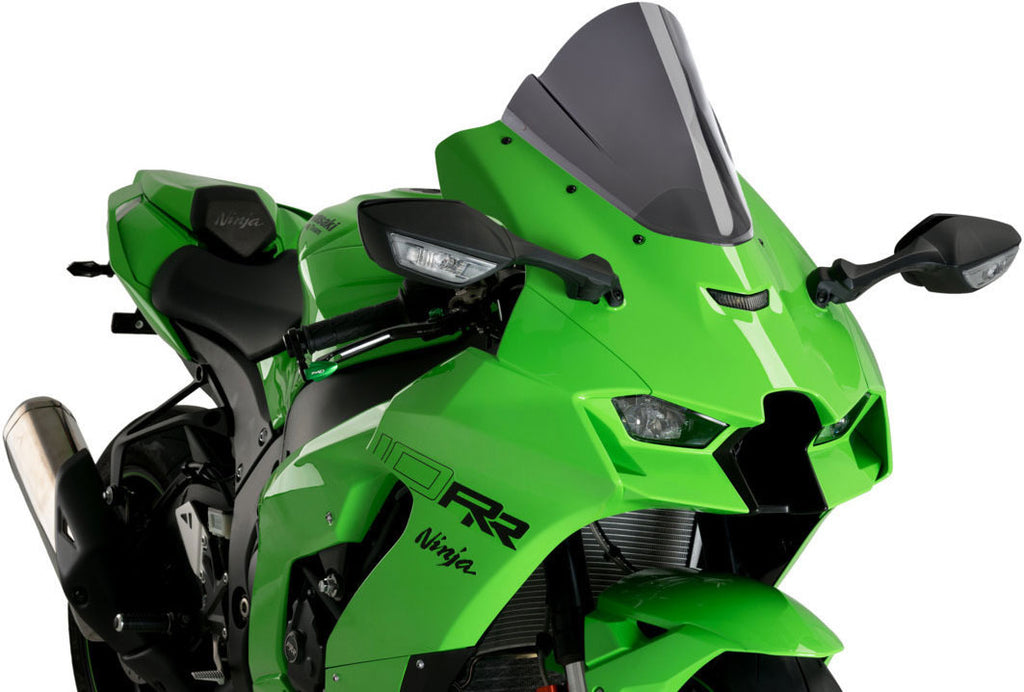 PUIG Z-Racing dark smoke motorcycle windshield displaying sleek dark tinted windscreen for Kaw 561-20541D model