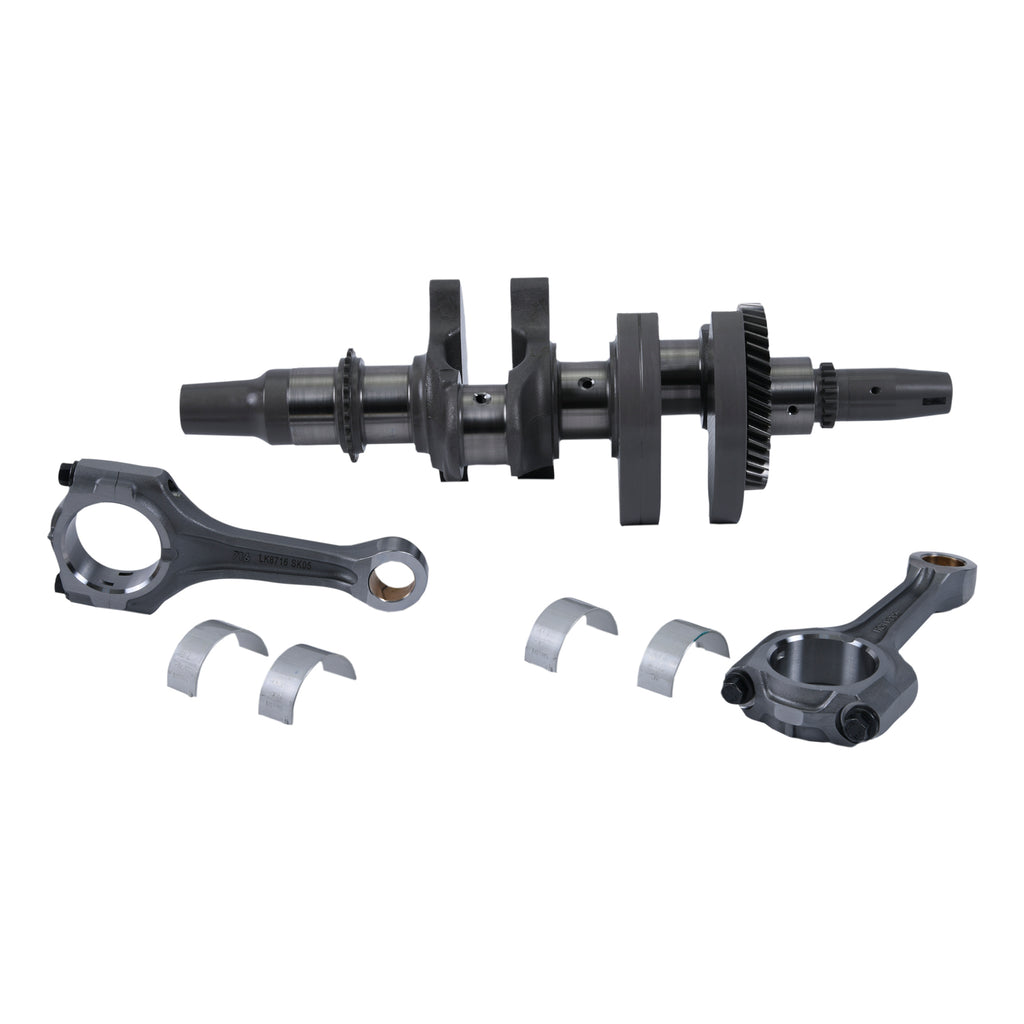 Hot Rods engine crankshaft with attached rods, polished finish, showing detailed metal components and precise machining.