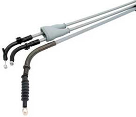 Motion Pro Cable Thr Twist Yam 70-6297, a black motorcycle throttle cable with twist grip and metal fittings.