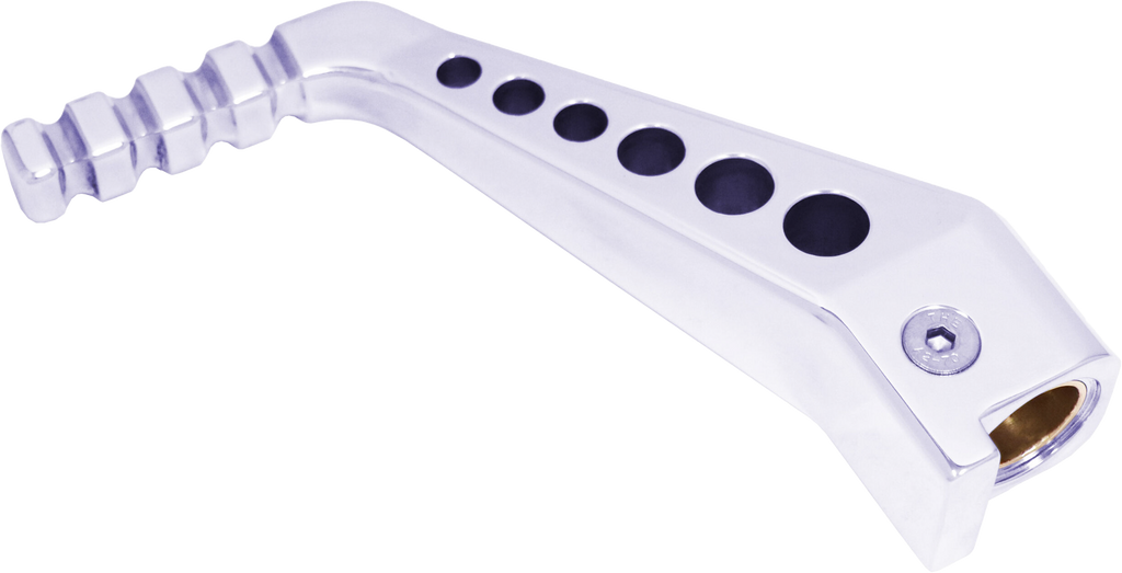 Polished ModQuad Kick Starter for 250R foot controls, featuring metal construction and detailed design for off-road motorcycle.