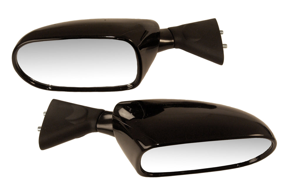 Emgo right motorcycle mirror with black housing and adjustable arm, designed for Suzuki models.