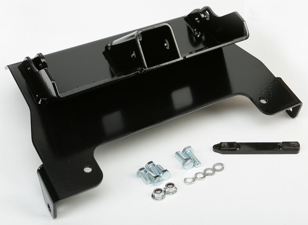KFI Products UTV plow mount kit showing metal brackets and mounting hardware for secure attachment to UTVs