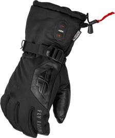 Black Fly Racing Ignitor Heated Gloves in XL size with textured grip and control buttons for adjustable warmth.