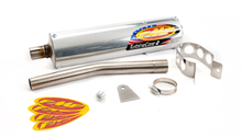 Load image into Gallery viewer, FMF Racing Tcii S/A universal 1 1/8-inch exhaust system showing the metal pipe and mounting components.